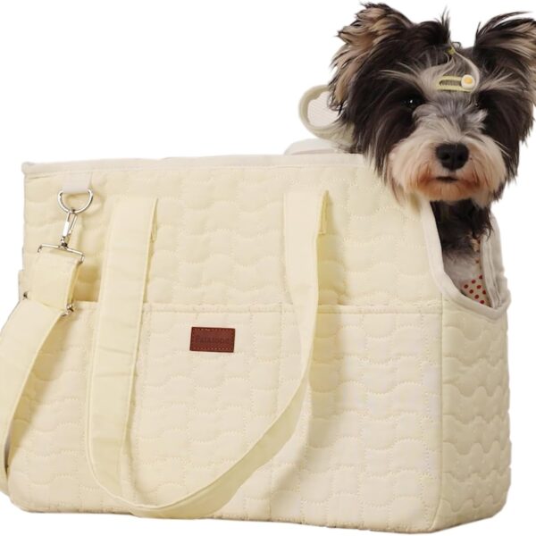 HSC PET Cat Carrier Soft-Sided Pet Small Dog Bag Puppy Purse Traveling Go to Vet,Small Animal Outdoor Function Handbag (Beige2, Large)