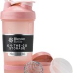 BlenderBottle Shaker Bottle with Pill Organizer and Storage for Protein Powder, Classic V2 ProStak System, 22-Ounce, Rose Pink