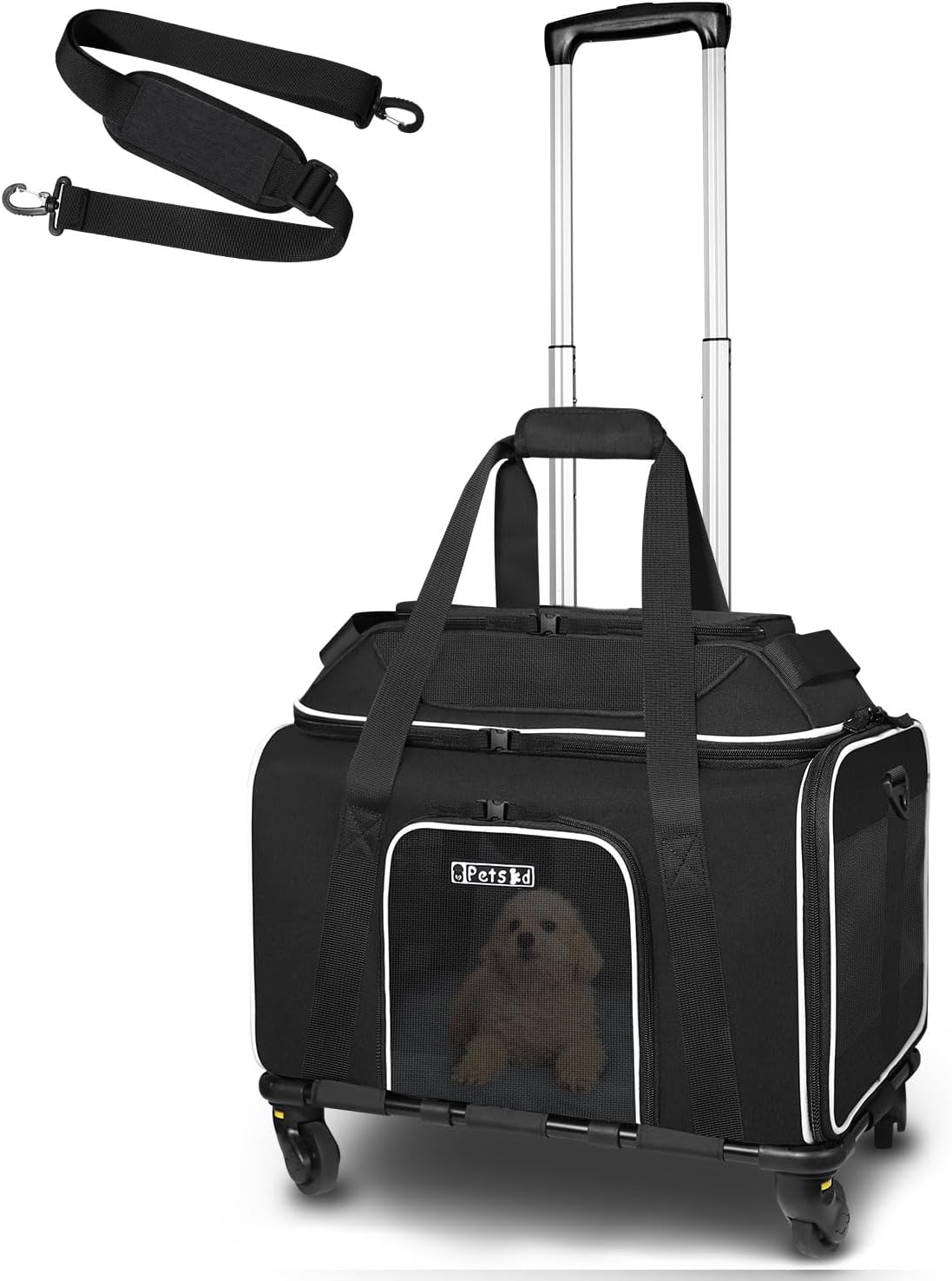 Petskd Top-Expandable Pet Carrier with Wheels 18x11x11 Inches Delta American United Airline Approved, Soft-Sided Carrier for Small Cats Dogs with Locking Safety Zippers and Anti-Scratch Mesh(Black) Petskd Top-Expandable Pet Carrier with Wheels 18x11x11 Inches Delta American United Airline Approved, Soft-Sided Carrier for Small Cats Dogs with Locking Safety Zippers and Anti-Scratch Mesh(Black)