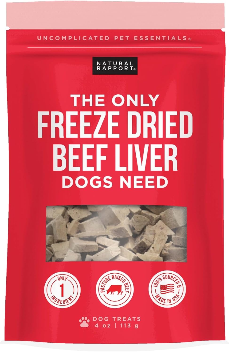 Natural Rapport Beef Liver Dog Treats - The Only Freeze Dried Beef Liver Dogs Need - Grain-Free Beef Bites, Dog Treats for Small and Large Dogs (4 oz.) Natural Rapport Beef Liver Dog Treats - The Only Freeze Dried Beef Liver Dogs Need - Grain-Free Beef Bites, Dog Treats for Small and Large Dogs (4 oz.)