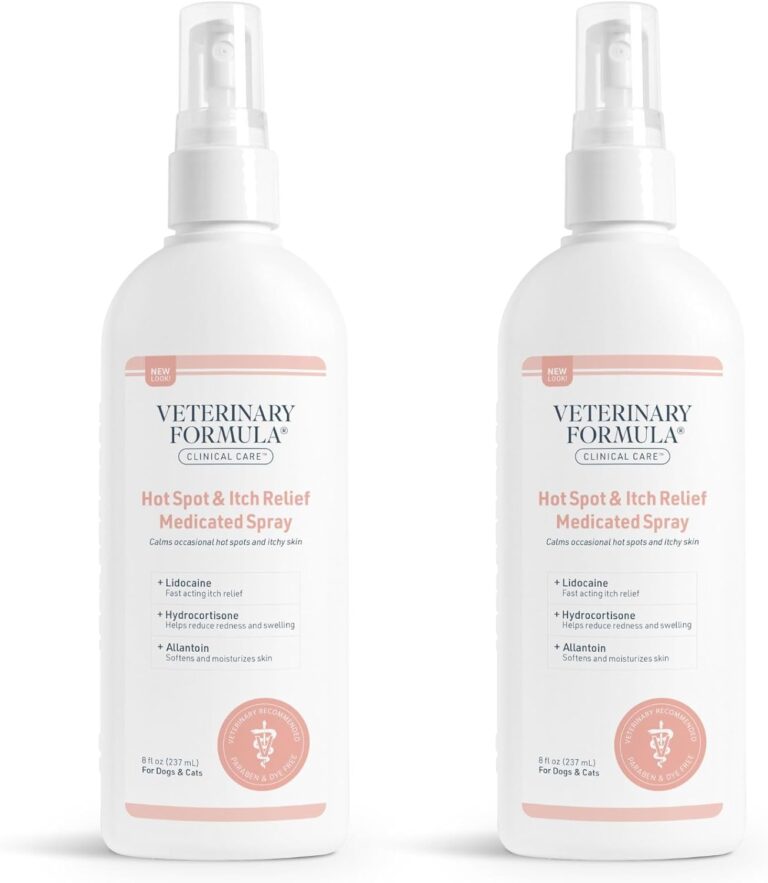 Veterinary Formula Clinical Care Hot Spot & Itch Relief Medicated Spray, 8oz  Easy to Use Spray for Dogs & Cats  Helps Alleviate Sensitive Skin, Scratching, and Licking of Coat (2 Pack)