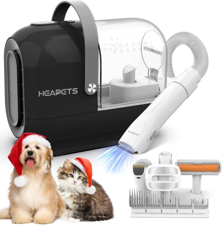 Dog Grooming Kit & Vacuum, 3L Pet Grooming Vacuum 99% Pet Hair Suction, 7 Pet Grooming Tools, 5 Combs, Pet Vacuum Groomer with Hair Roller, Massage Nozzle for Shedding Dogs Cats