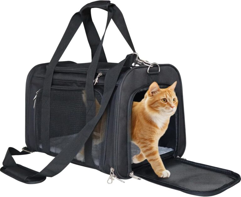 L&W BROS. Airline Approved Cat Carrier - Soft Sided Pet Travel Bag for Cats and Small Dogs Under 16 lbs TSA Approved Pet Carrier in Cabin (Black)