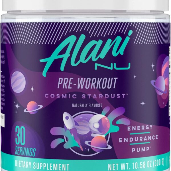 Alani Nu Pre Workout Powder Cosmic Stardust | Amino Energy Boost | Endurance Supplement | Sugar Free | 200mg Caffeine | L-Theanine, Beta-Alanine, Citrulline | 30 Servings
