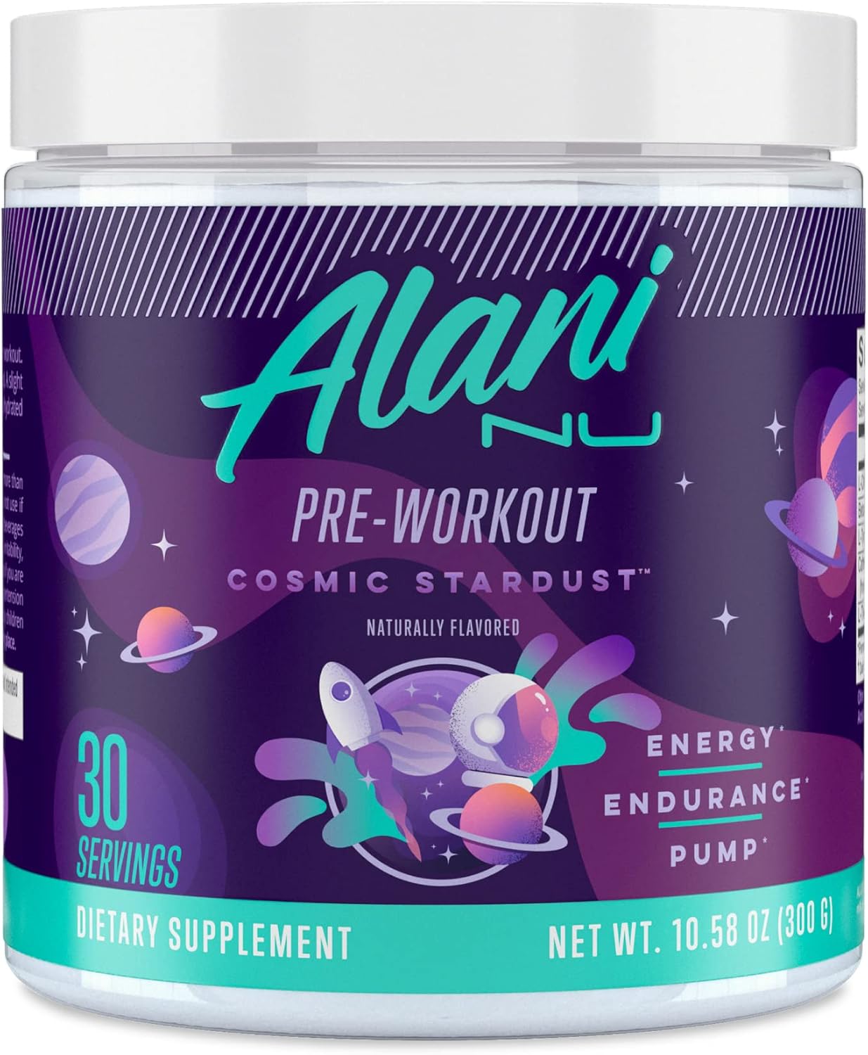 Alani Nu Pre Workout Powder Cosmic Stardust | Amino Energy Boost | Endurance Supplement | Sugar Free | 200mg Caffeine | L-Theanine, Beta-Alanine, Citrulline | 30 Servings Alani Nu Pre Workout Powder Cosmic Stardust | Amino Energy Boost | Endurance Supplement | Sugar Free | 200mg Caffeine | L-Theanine, Beta-Alanine, Citrulline | 30 Servings