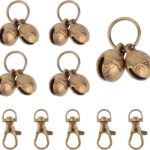 5pcs Brass Dog Bells, Premium Durable Little Dog Copper Collar Bells with 5 Snap Clips Practical Cat Collar Pendant Accessories for Small Pet Tracking and Training