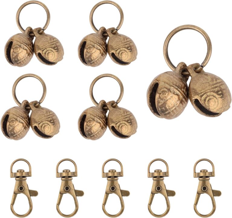 5pcs Brass Dog Bells, Premium Durable Little Dog Copper Collar Bells with 5 Snap Clips Practical Cat Collar Pendant Accessories for Small Pet Tracking and Training