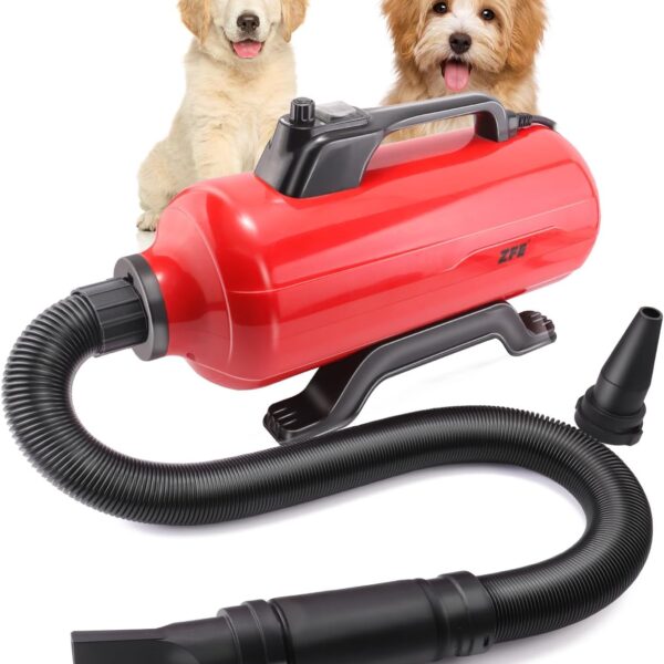 Dog Pet Dryer, 3000W High Velocity Pet Dryer Adjustable Speed Dog Grooming Blower Double Motor, Pet Grooming Hair Drying(4HP), Hot Air Dog Hair Dryer Blower with 2 Nozzle