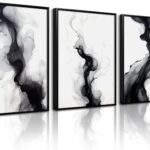 Black White Abstract Wall Art Decor Gray Modern Wall Art Minimalist Canvas Painting Black White Grey Pictures Poster Abstract Prints Artwork for Living Room Bedroom 12x16 Set of 3 Inch Unframed