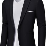 MAGE MALE Men's One Button Blazer Lightweight Casual Sport Coats Solid Color Suit Jacket