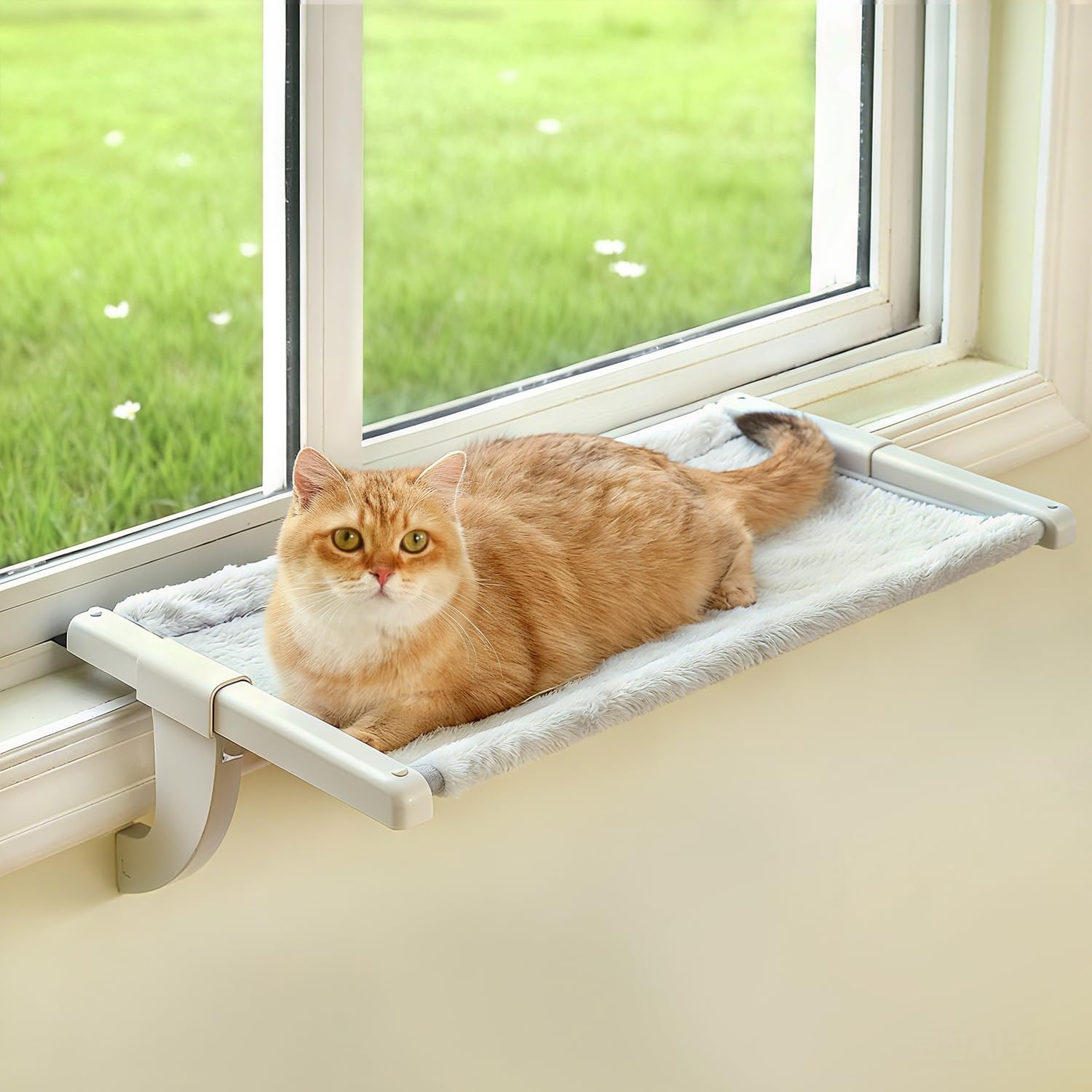 Window Sill Mount Cat Perch for Indoor Cats, One-Step Sliding Clamping Slot Adjustment Cat Hammock with Washable Cover, No Suction Cups Pet Bed for Windowsill & Bedside (XL) Window Sill Mount Cat Perch for Indoor Cats, One-Step Sliding Clamping Slot Adjustment Cat Hammock with Washable Cover, No Suction Cups Pet Bed for Windowsill & Bedside (XL)