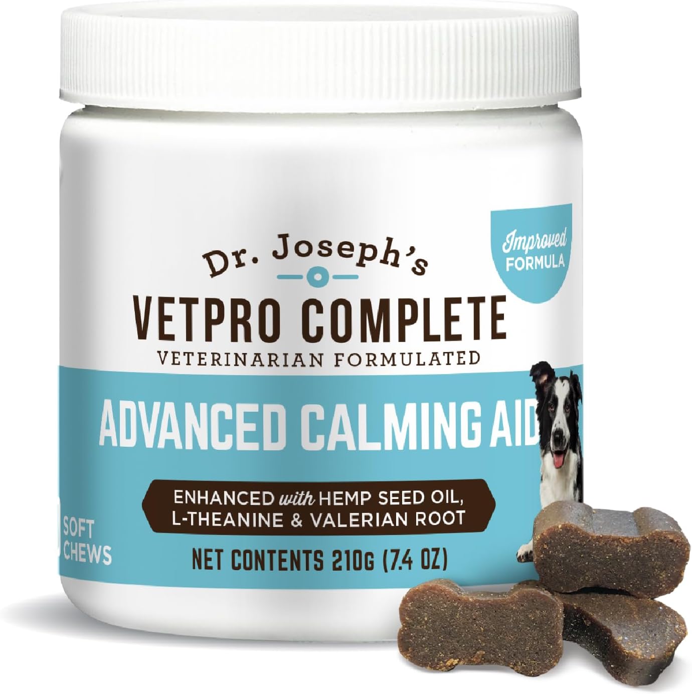 Dr. Joseph's VetPro Complete Advanced Calming Aid Dog Chew Treats, 60 Count, Support for Nervous Dogs, Enhanced with Organic Hemp Seed Oil, Veterinarian Formulated Dr. Joseph's VetPro Complete Advanced Calming Aid Dog Chew Treats, 60 Count, Support for Nervous Dogs, Enhanced with Organic Hemp Seed Oil, Veterinarian Formulated