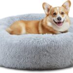 ELSKER&HOME Calming Dog Bed,Donut Washable Warming Soft Round 30 inches Dog Beds for Medium Dogs,Anti-Anxiety Fluffy Plush Cushion Bed Fits up to 45 lbs Pets