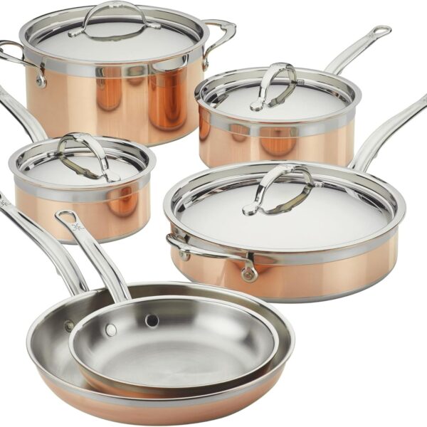 Hestan - CopperBond Collection - 100% Pure Copper 10-Piece Ultimate Cookware Set, Induction Cooktop Compatible