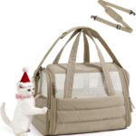 BAGSMART Cat Carrier: Soft-Sided Pet Carrier for Small Medium Cats Dogs Puppy Quilted Collapsible Puffy Travel Bag Up to 20 Lbs Brown