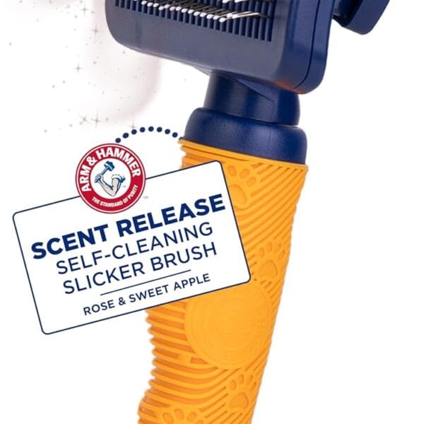 Arm & Hammer Deodorizing Slicker Brush for Dogs with Fragrance Transfer Technology  Scented Self-cleaning Dog Brush - Dog Grooming Brush for Shedding, Sweet Apple & Rose Scent