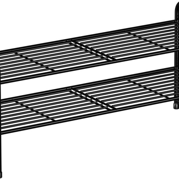 SUFAUY 2-Tier 33" Wide Shoe Rack, Closet Metal Shoe Rack Organizer Heavy Duty, Stackable, Black