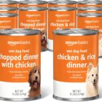 Amazon Basics Chopped Ground Dinner Wet Dog Food Variety Pack, Chicken and Rice Flavor and Chopped Dinner with Chicken, Made with Natural Ingredients, 13.2oz Cans (Pack of 12)
