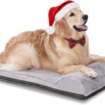 EGOHOME Waterproof Dog Beds for Large Dogs,Orthopedic Dog Bed with Pillow for Crate,Memory Foam Pet Bed Mat-Egg Crate Foam Support,Removable Washable Cover,Non-Slip Bottom-Grey,41x27x5.3 Inches