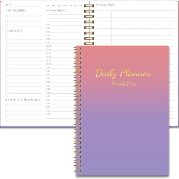 Cute Daily Planner Undated & To Do List Notebook for Work: With Hourly Schedule, 80 days Day on a Page Planner for Life Tasks - Day & Hour Agenda, Organizer Journal For Women or Men