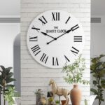 ARTPOWER Large Farmhouse Wall Clock, 35.5 Shiplap Wall Clock with Roman Numeral, Nearly Non-Ticking, Round Wall Clocks for Living Room Decor, Office, Bedroom, Entrance, White