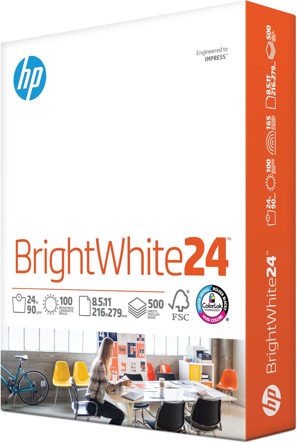 HP Papers | 8.5 x 11 Paper | BrightWhite 24 lb |1 Ream - 500 Sheets| 100 Bright | Made in USA - FSC Certified | 203000R HP Papers | 8.5 x 11 Paper | BrightWhite 24 lb |1 Ream - 500 Sheets| 100 Bright | Made in USA - FSC Certified | 203000R