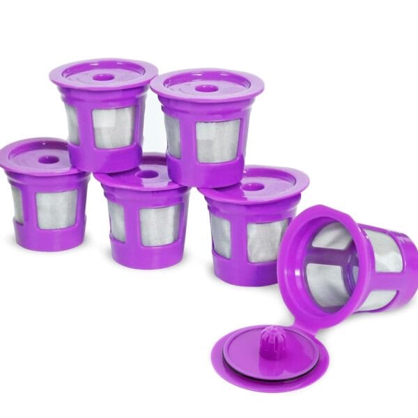 Perfect Pod Cafe Save 1-Stream Reusable K Cup Pod Coffee Filters - Refillable Coffee Pod Capsules with Built-In, Integrated Mesh Strainer for use with Keurig & Select Single Cup Coffee Makers, 6-Pack