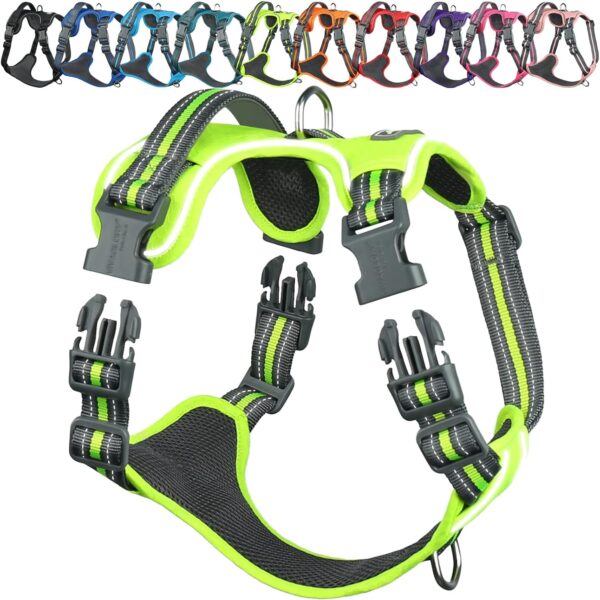 VIVAGLORY Dog Harness Easewalk No Pull Dog Harness with Handle Front Clip & Back Clip for Training Walking Lifting, No Pull Adjustable Easy On Padded Comfortable for Pet, S, Bright Yellow - Patterned