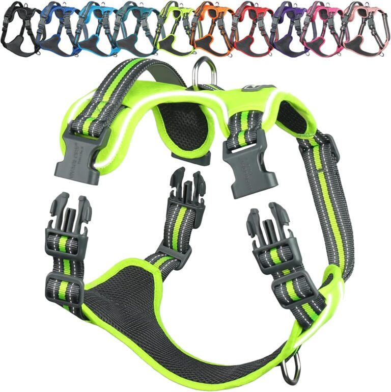 VIVAGLORY Dog Harness Easewalk No Pull Dog Harness with Handle Front Clip & Back Clip for Training Walking Lifting, No Pull Adjustable Easy On Padded Comfortable for Pet, S, Bright Yellow - Patterned
