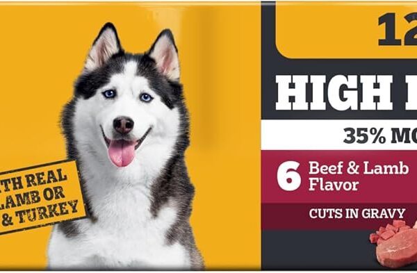 Pedigree High Protein Wet Food Beef Lamb & Chicken Turkey in Gravy Variety Pack 13.2 oz. Cans 12 Count