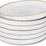 Mora Ceramic Flat Plates Set of 6-8 in - The Dessert, Salad, Appetizer, Small Lunch, etc Plate. Microwave, Oven, and Dishwasher Safe, Scratch Resistant. Kitchen Porcelain Dish - Vanilla White