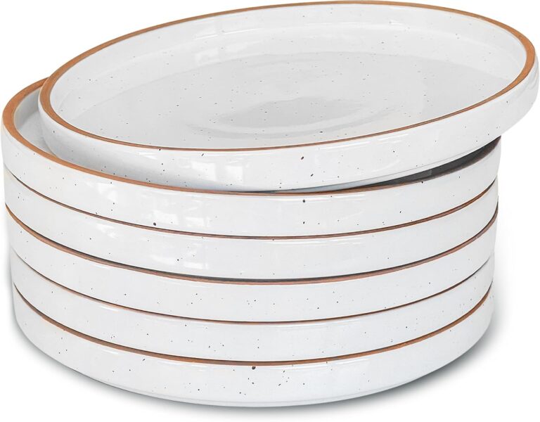 Mora Ceramic Flat Plates Set of 6-8 in - The Dessert, Salad, Appetizer, Small Lunch, etc Plate. Microwave, Oven, and Dishwasher Safe, Scratch Resistant. Kitchen Porcelain Dish - Vanilla White