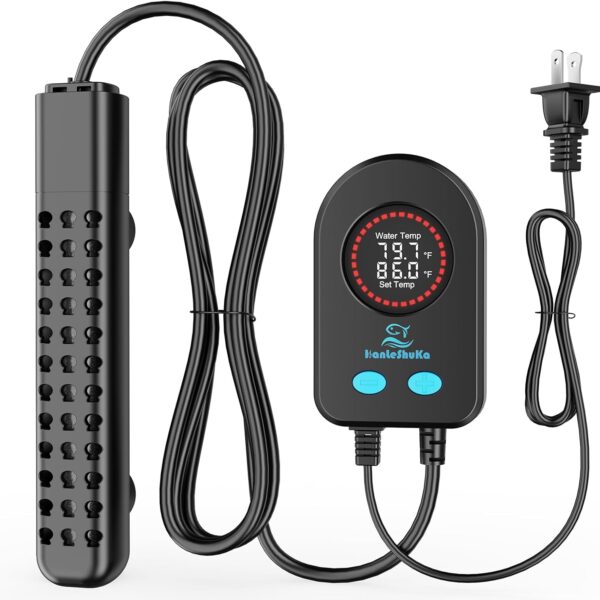 Submersible Aquarium Heater 100W/200W/300W/500W, Fish Tank Heater with high-Temperature Protection and Turtle Tank Heater with Automatic Power-Off When Leaving seawater or Freshwater