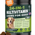 24-in-1 Dog Vitamins and Supplements 200 Ct Multivitamin for Dogs Chewable Contain Glucosamine Chondroitin Probiotics Omega-3 for Skin Coat,Hip & Joint,Heart,Liver,Brain,Eyes - Chicken Flavor