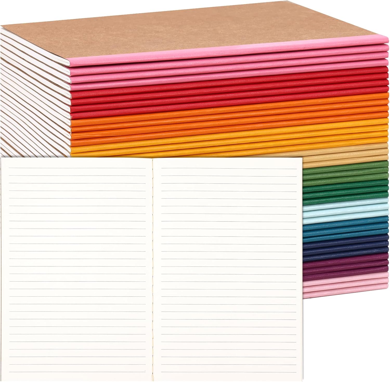 LABUK 40pcs Journals Bulk, A5 Kraft Lined Journaling Notebooks Bulk, Rainbow Composition Notebook, 12 Colors 60 Pages for Writing, School, Kids Gift LABUK 40pcs Journals Bulk, A5 Kraft Lined Journaling Notebooks Bulk, Rainbow Composition Notebook, 12 Colors 60 Pages for Writing, School, Kids Gift