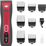 KONG 3-Speed Cordless-Corded Dog Clipper Kit  Stainless Steel Blade, Waterproof, LED Spotlight, Use-While-Charging, 6 Guide Combs, Ergonomic Handle  Red/Gray, All Coat Types