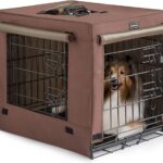 DONORO Dog Crates for Small Size Dogs Indoor Double Door Dog Kennels & Houses for Puppy and Cats, Collapsible Metal Contour Dog Cages (Brown, 24.0" L x 18.0" W x 20.0" H)