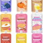 BUDDY BUDDER Dog Peanut Butter, 9 Pack Mixed Flavors, 4oz Pouches Dog Peanut Butter, Made in USA