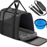 JUNGYOUN Premium Cat Carrier - Pet Carrier for Cat & Small Dogs up to 15lbs - Airline Approved Travel Dog Carrier with Anti-Escape Zippers, Collapsible Travel Bowl & Padded Strap