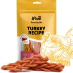 iPaw Turkey Dog Treats, All Natural Human Grade Dog Treat, Suitable for Training chew, US Sourced Raw Material, Hypoallergenic, Rawhide Alternative, Braided Stick (Duck Liver)