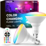 UNILAMP BR30 Color Changing Light Bulb, LED Flood Lights 12W Dimmable, 100W Equivalent, RGB+2700K+4000K+6500K, Remote Control, 1050LM, E26 Multi-Color Can Light Bulbs for Ceiling, 2 Pack