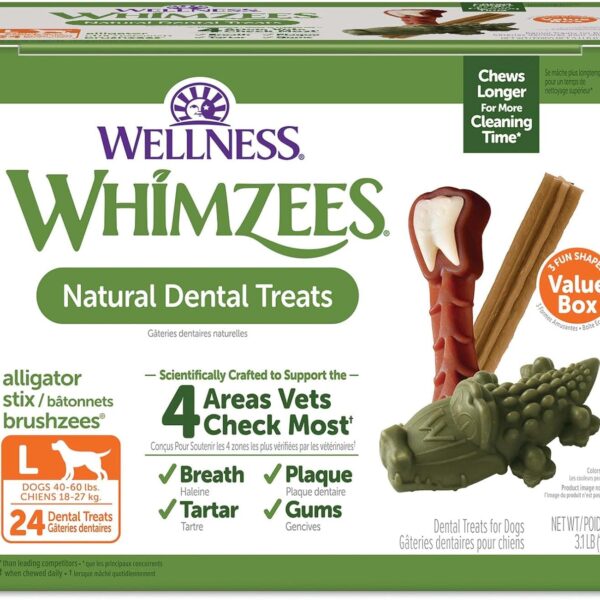 WHIMZEES Wellness Value Box Dog Dental Treats, Large Size, (24 Count)