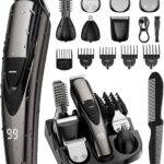 SHPAVVER Beard Trimmer for Men: Professional Barber Hair Clippers - 12-in-1 Cordless Grooming Kit - Waterproof Electric Razor with Turbo Speed & Precision Blades, Black