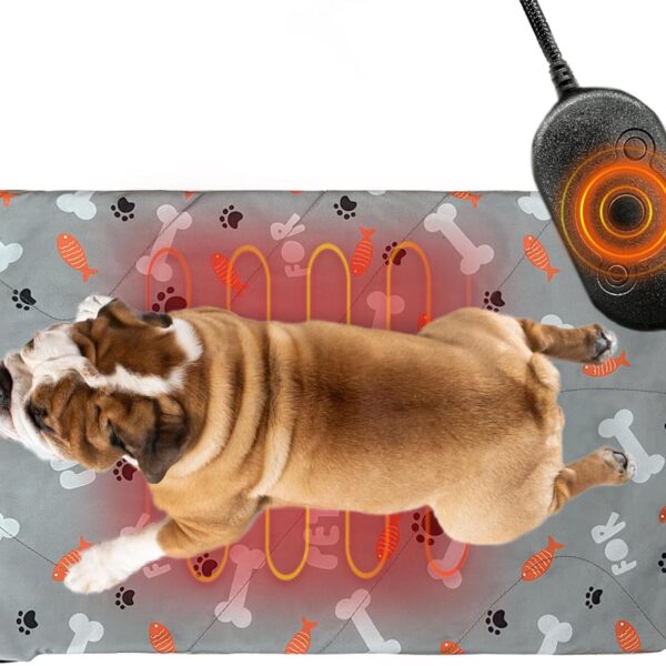 Pet Heating Pad, 22 * 18" Pressure Activated Heated Mat for Indoor Dogs Cats, 3 Adjustable Temperature with Chew Resistant Cord