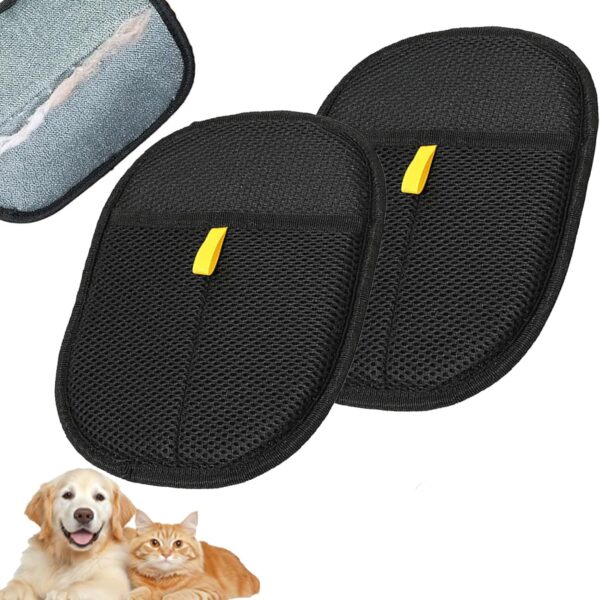 2 Pcs Reusable Pet Hair Remover Gloves, 2025 Cat Dog Grooming Gloves Pet Remover Electrostatic, Hands on for Dogs Cats & Horses with Long and Short