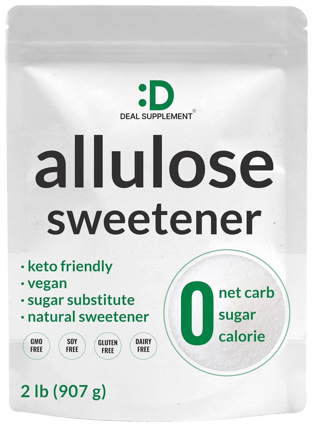 Allulose Sweetener 2 Pounds Natural Sugar Subsitutes, No Aftertaste - Keto Friendly, Vegan, Zero Net Carb, Zero Calorie, Great for Cooking & Baking Allulose Sweetener 2 Pounds Natural Sugar Subsitutes, No Aftertaste - Keto Friendly, Vegan, Zero Net Carb, Zero Calorie, Great for Cooking & Baking