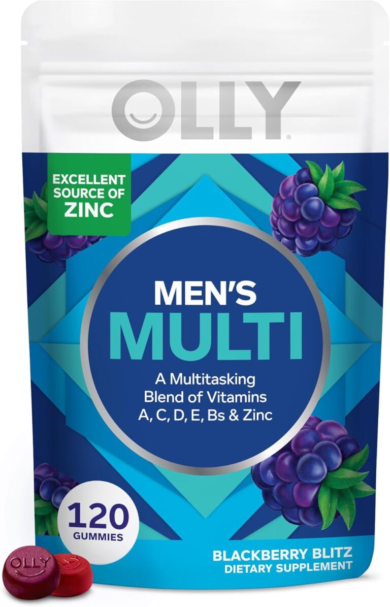 OLLY Men's Multivitamin Gummy, Immune Support, Vitamins A, C, D, E, B, Lycopene, Zinc, BlackBerry, 60 Day Supply - 120 Count