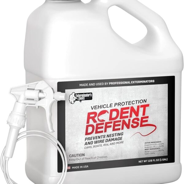 Exterminators Choice Mice & Rat Protection Spray - 128 Fl Oz Vehicle Protection & Outdoor Mouse Control - Natural Peppermint Formula & Peppermint Oil - Easy Application & Gallon Spray