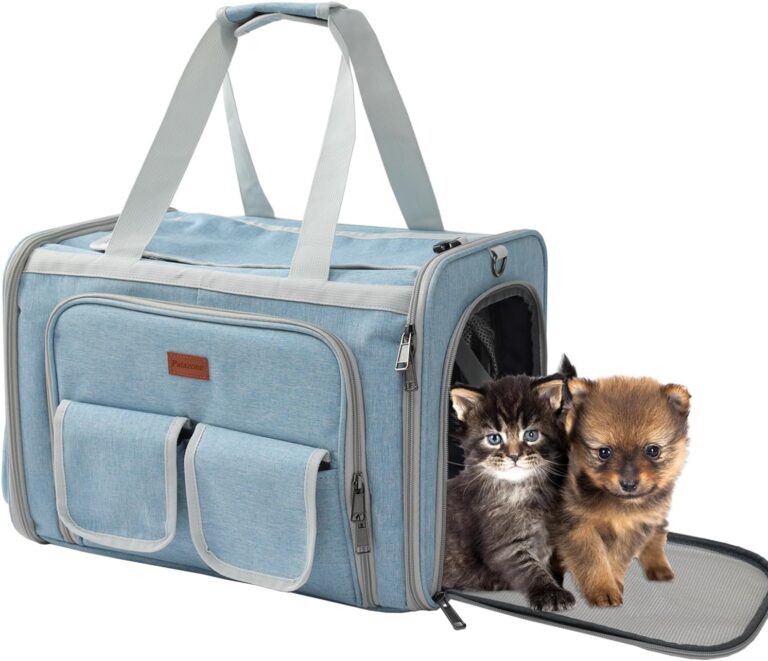 Cat Carriers Blue Soft Dog Carrier Airline Approved Puppy Expandable Bag,Softsides,Expanded,Rabbit Bunny Pets Travel Bag Small Animals Outdoor Carry Kennel