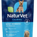 NaturVet Quiet Moments Calming Dog Supplement, Dog Soft Chews with Melatonin to Help Reduce Stress from Storms, The Vet, Fireworks, and Travel, Bacon and Chicken Flavored Pet Supplement, 65 Count